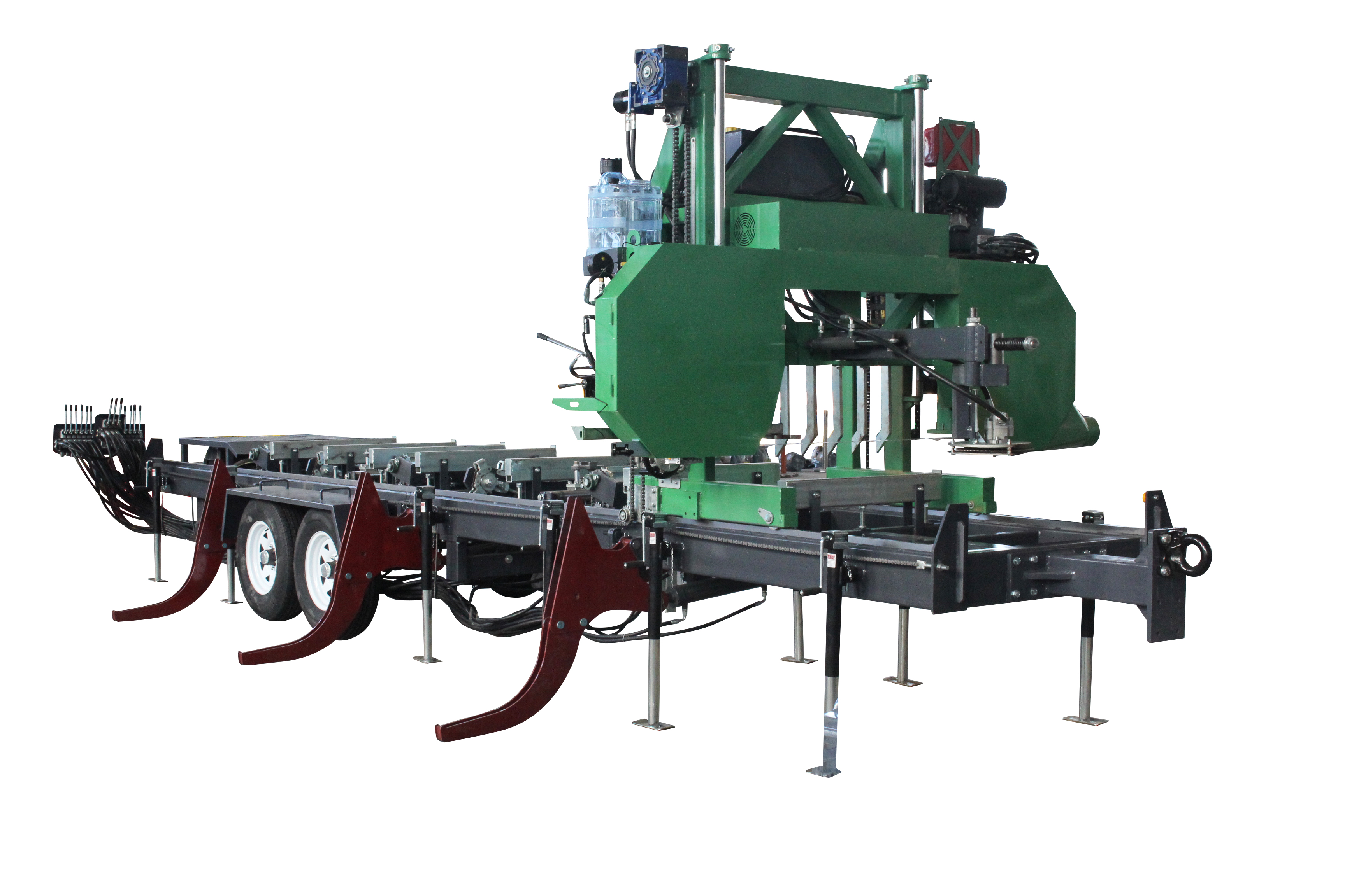 Woodworking Gas Diesel Electric Portable Wheels Trailer Sawmill Horizontal Bandsaw Machine