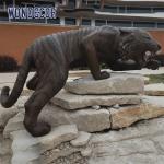 Life Size Hand Made Bronze Tiger Sculpture School Decoration