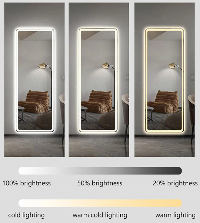 IP66 Waterproof Full Length Illuminated Mirror 200x80cm Wall hanging