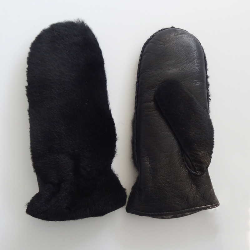 Hot sale fashion lamb fur sheepskin leather women mitten gloves winter