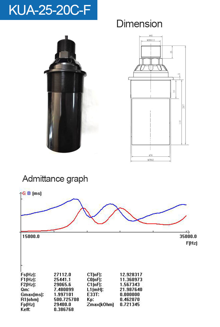 Waterproof Ndt Ultrasonic Transducer Sensor Probe Sonicator For Transportation with pressure ≤3kg or 0.3MPa