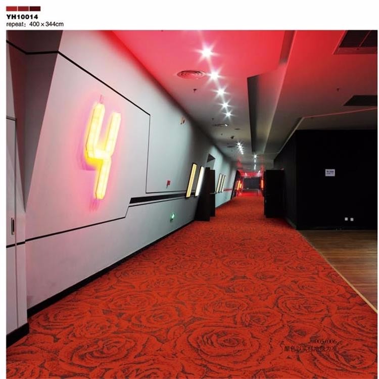 Chinese red rose romantic design wall to wall nylon room carpet