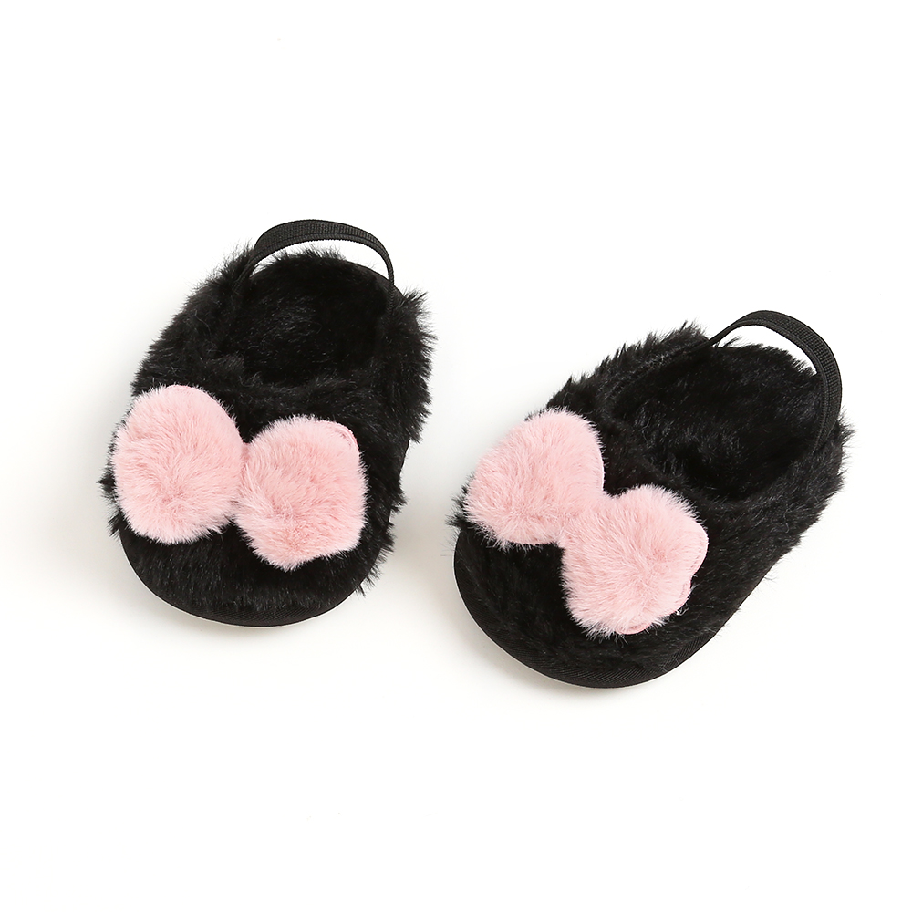 Promotion fur upper Soft sole lovely bowknot party toddler girl baby sandals