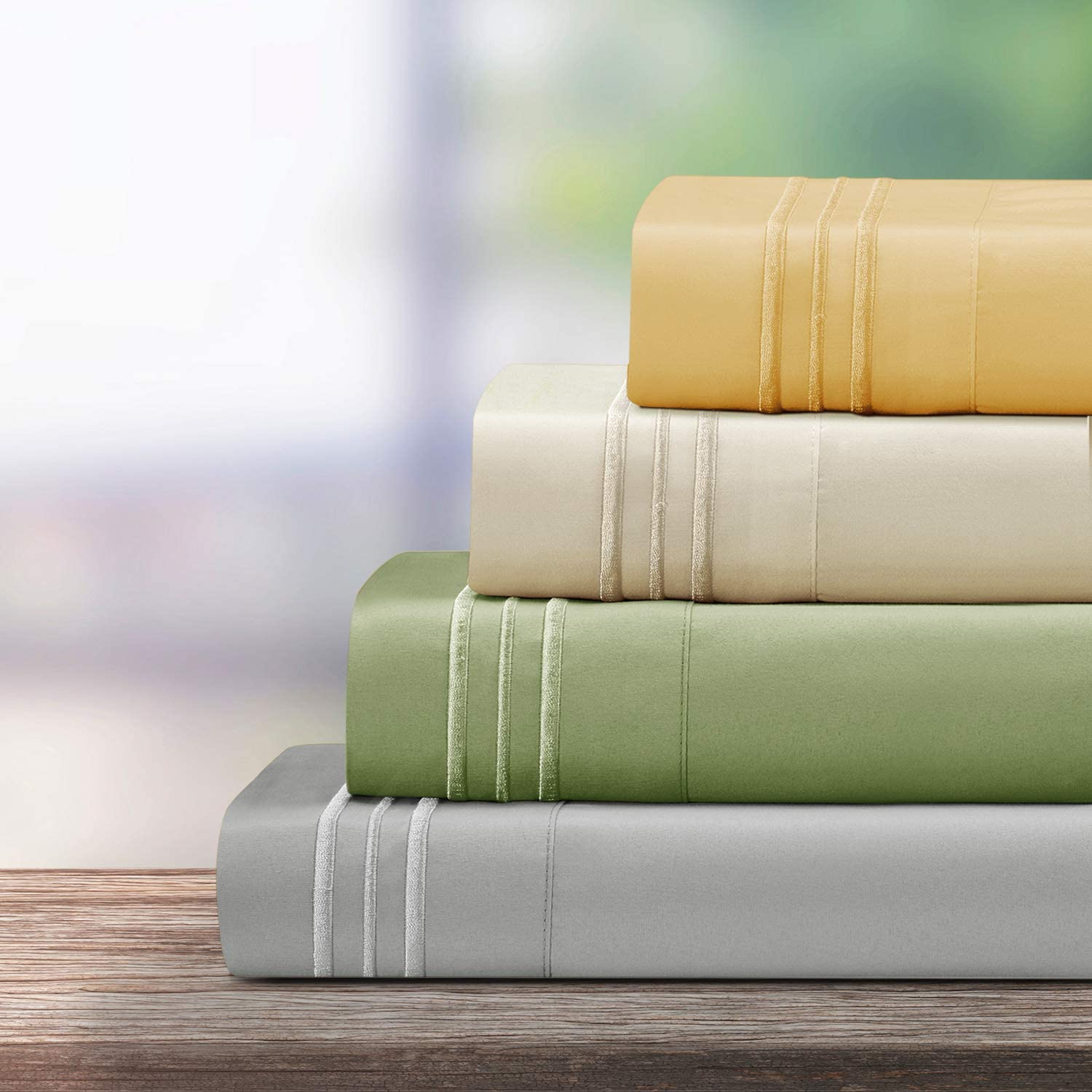 Transform Your Kids Room into a Cozy Retreat with 4PCS 3-Line Embroidery Bed Sheets Set