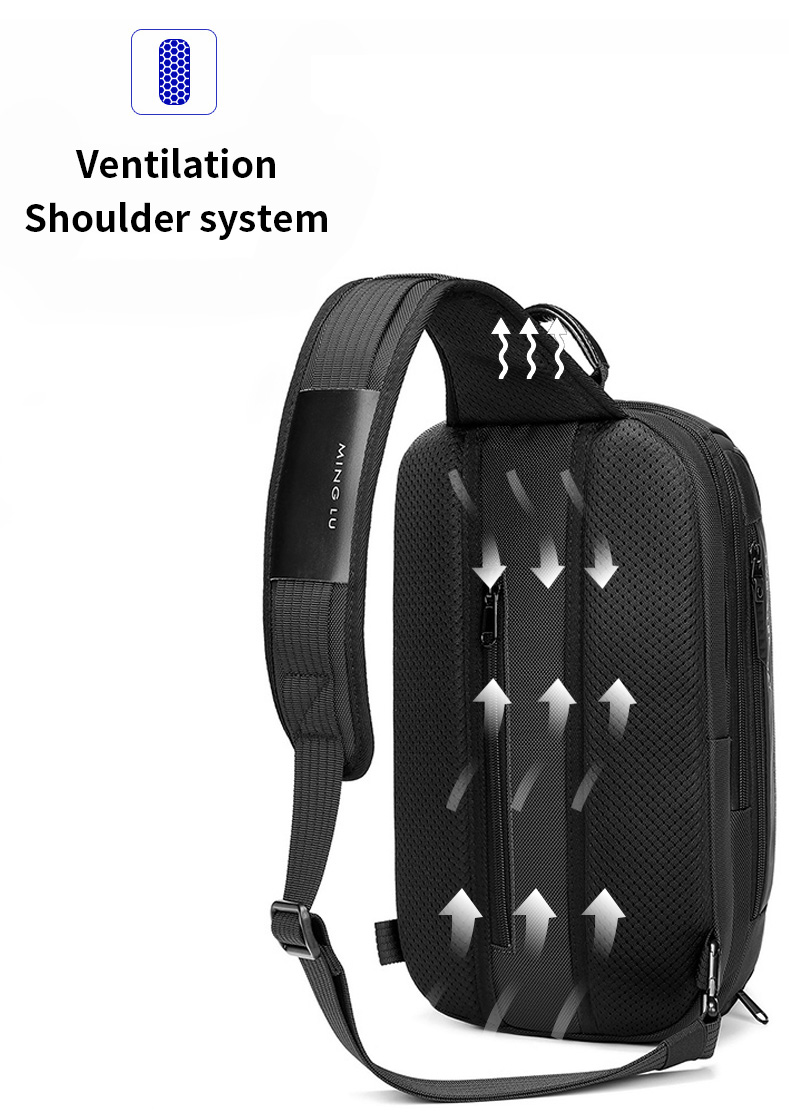 Factory wholesale custom LOGO fashion anti theft men customized waterproof shoulder chest crossbody sling bag for men