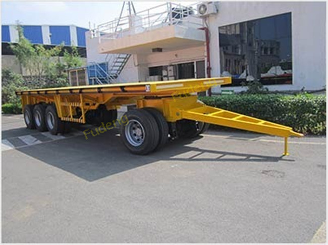 Farm Goods Transport Semi Flatbed Trailers With Towing Drawbar Carbon Steel Material