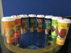 Quality 500ml 17oz Round Empty Disposable Juice Cups / Beverge Cup With Lid wholesale