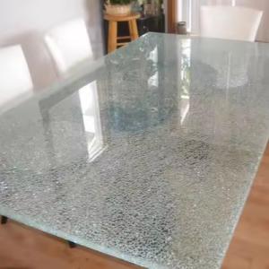 Quality 8mm America Popular Cracked Ice Laminated Glass Table Top in Villa Square Design wholesale
