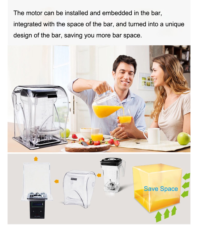 Professional Low Noise Smoothie Blender with Sound Cover and Total Crushing Function