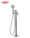 Modern Single Lever Chrome Brass Freestanding Bathtub Faucets OEM Floor Mounted