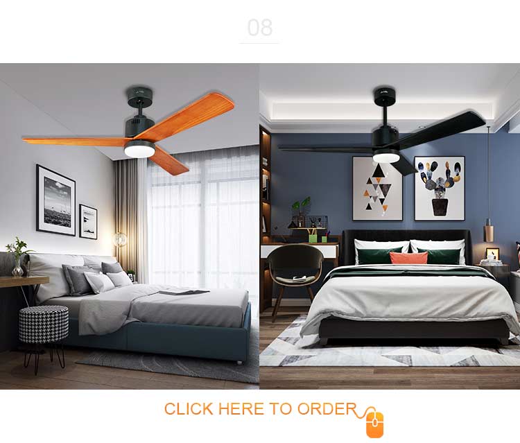 Modern LED Decorative Ceiling Fan 1stshine DC Motor with 10- and 3 Solid Wood Blades