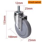100mm Castor Wheels Chrome Coating 4 Swivel Caster With Brake