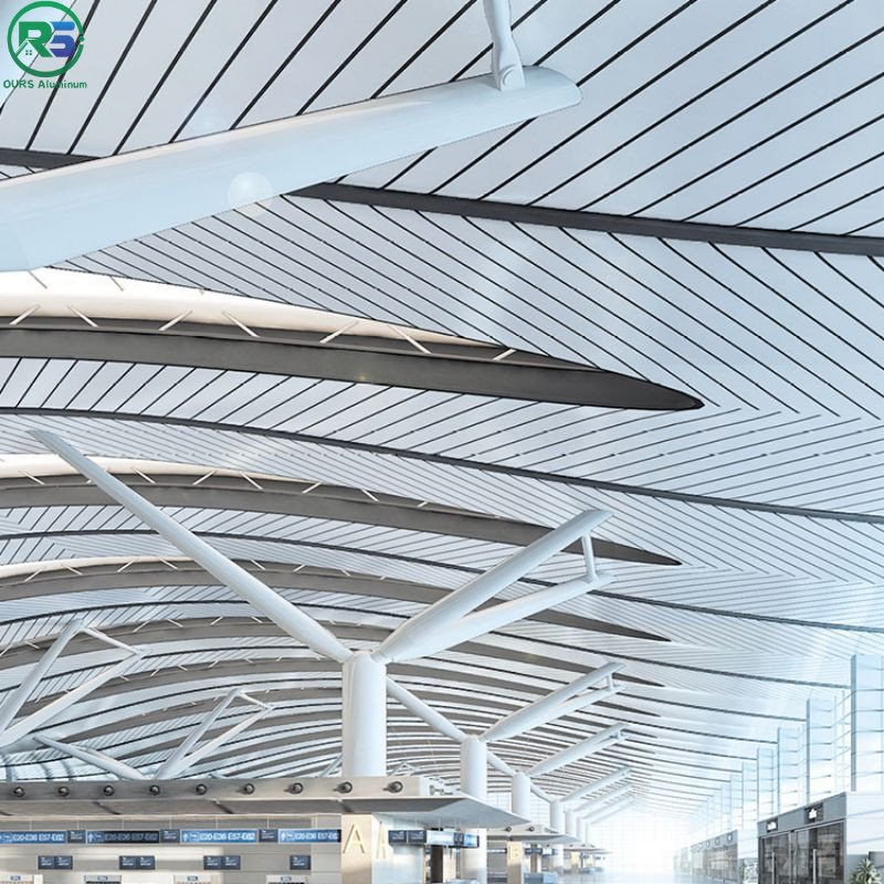 Alloy Suspended Aluminium Strip Ceiling Panels White Powder Coated
