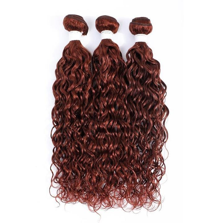 #33 Dark Auburn Water Wave Remy Human Hair Bundles Sew In Weave Bundles Brazilian Bundle Deals