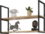 Steel Ceiling Shelf Mounted Wine Rack with European Style Iron Solid Wood