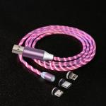 Phone Magnetic Flowing Led Micro Usb Cable , Led Magnetic Usb Cable 3 In 1