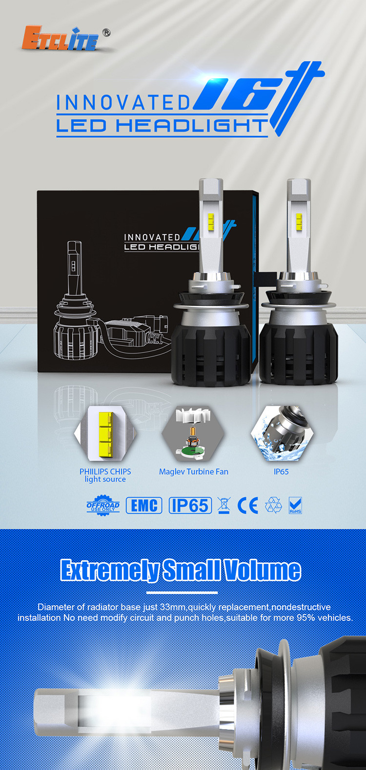 High Beam 9005 Led Projector Bulb 0.06KW Canbus Equipped Etclite