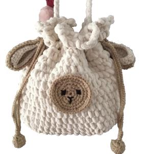 Quality Cotton Wool Bear Crochet Hand Bag Hand Woven White Color OEM ODM wholesale