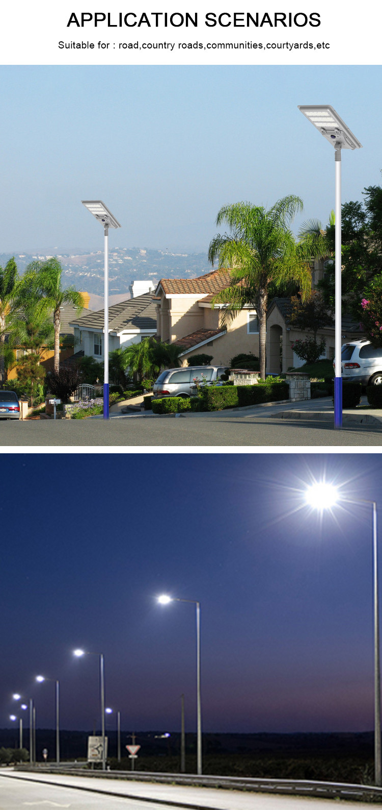 4 - 6 Hours Charging Integrated Solar Street Light 300W 400W 500W