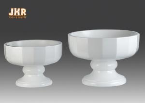 Quality Footed Glossy White Fiberglass Flower Pots Floral Arrangement Display wholesale