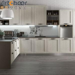 Quality Minimalist Design Wood Kitchen Cabinet with Half Bullnose and Light Grey Cupboard wholesale