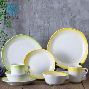 Quality Transitional Yellow Cyan Colored Porcelain Dinnerware Microoven Safety wholesale