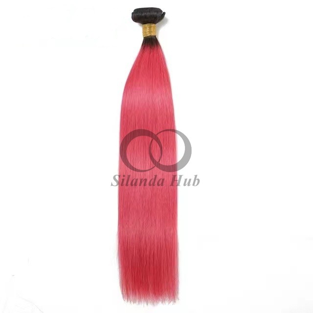 #T1B/Pink Straight Remy Human Hair Bundles Sew In Weave Bundles Brazilian Bundle Deals