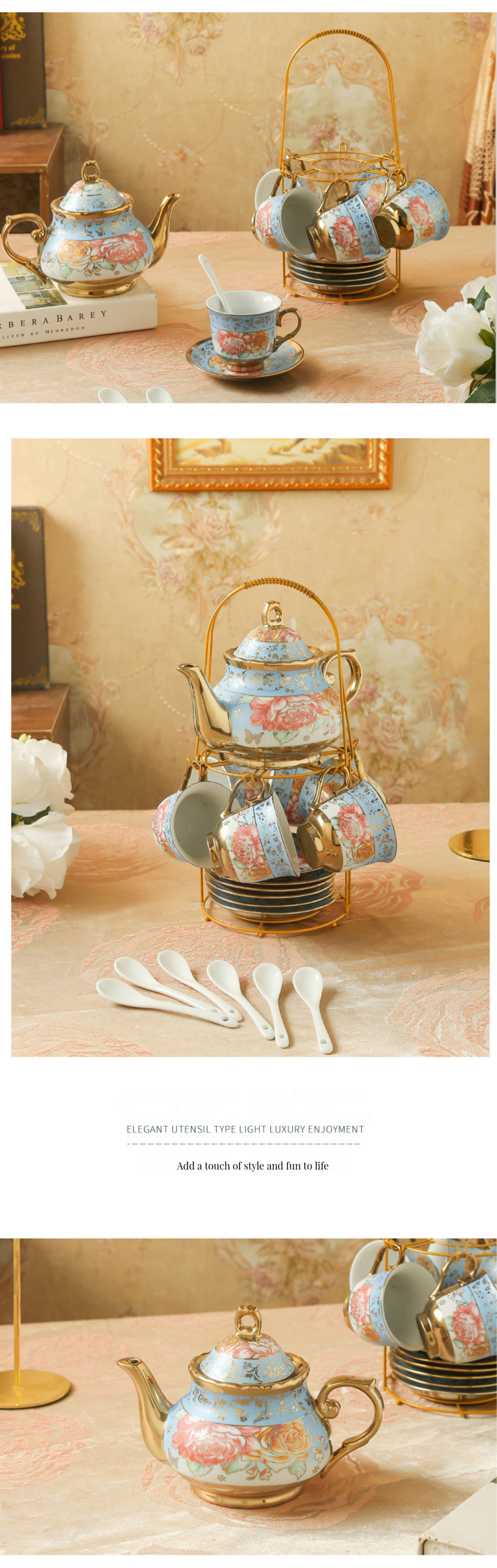 Coffee Equipment 13-Piece Ceramic Cup Set for Sustainable and English Fairy Tale Home