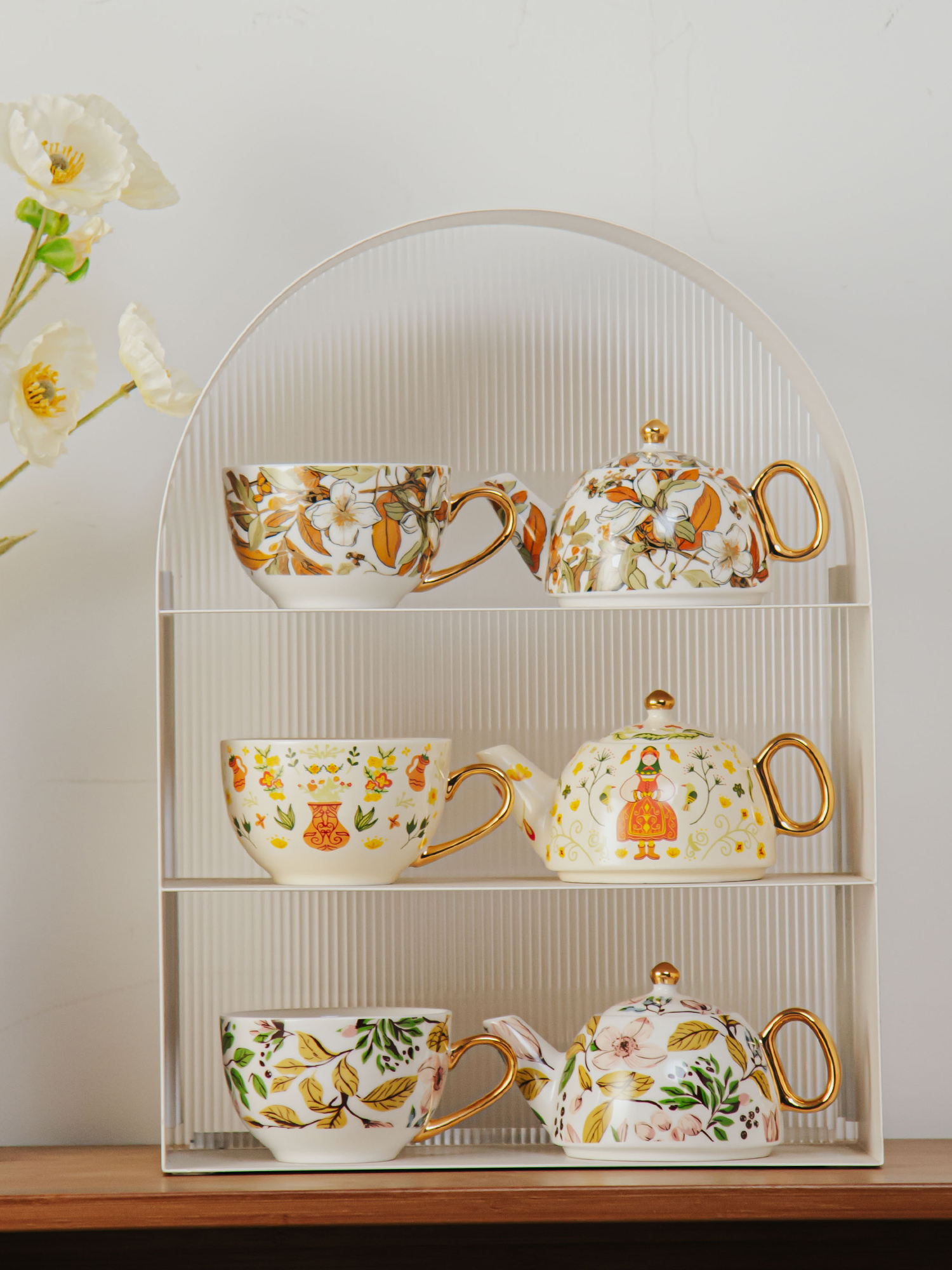Single Teapot And Cup Set Porcelain Individual Tea Set With Wedding Gift Cup And Saucer