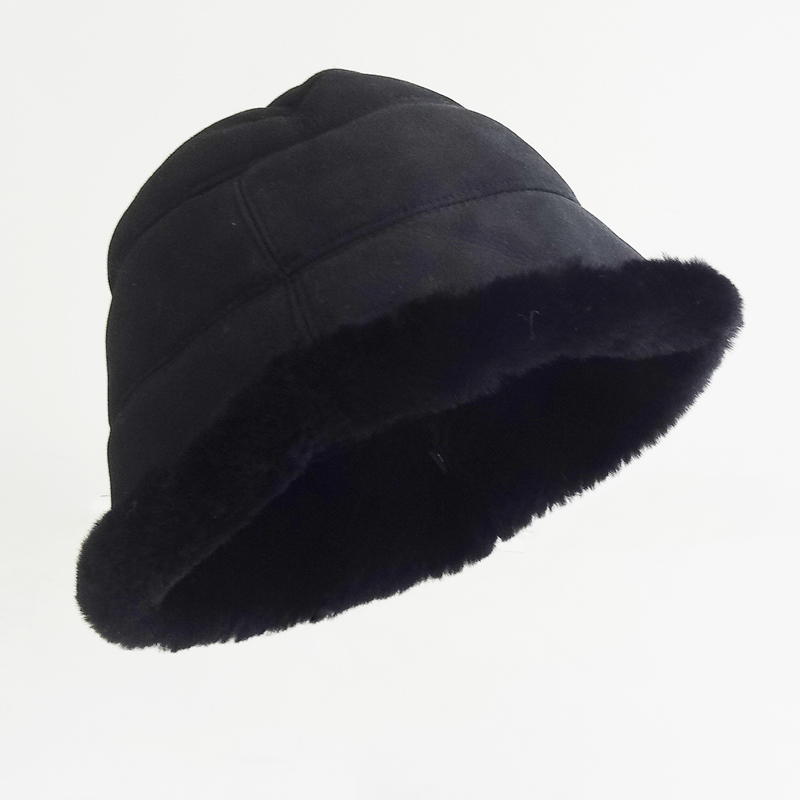 Fashion Ladies Merino Shearling Sheepskin Lamb fur bucket hat