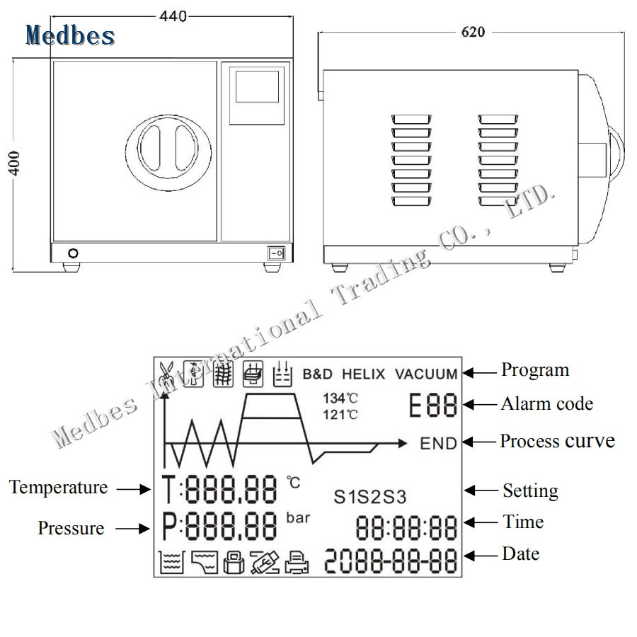 E/ISO Approved Stainless-Steel Portable Steam-Pressure Disinfecting Apparatus Autoclave Dental Aterilizer