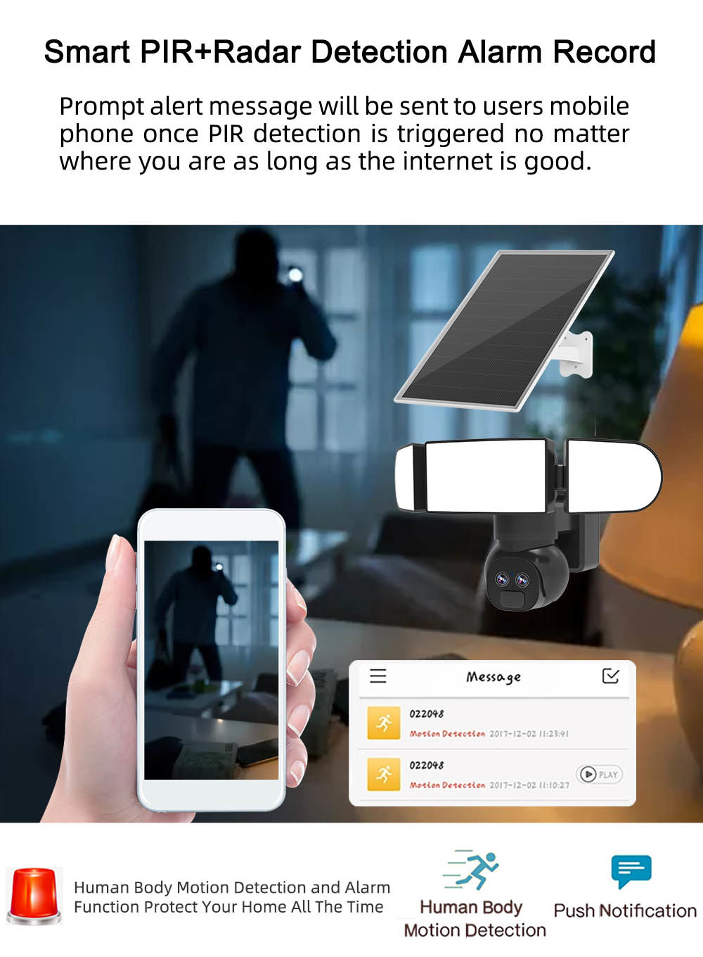 Dual Lens 4G PTZ Camera 6MP 1500 Lumens IP65 Solar Street Light Surveillance Camera