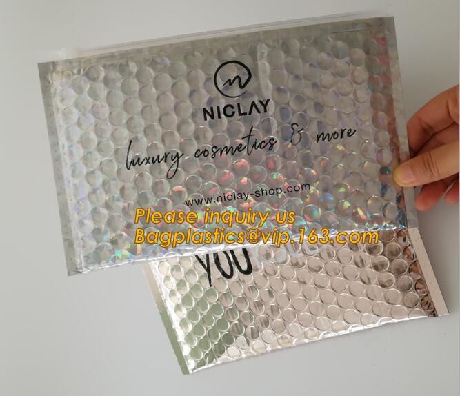 Cosmetic Pink Slider Padded Bag/Silver k Bag With Bubble,Padded Envelopes Cheap Aluminium Foil k Holographic