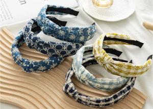 Quality GLH028 Hollowed-out denim knotted headband wide pressed hair women's hemmed headband hair accessories wholesale wholesale