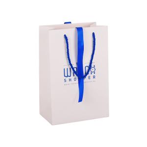 Quality 190gsm SBS White Paper Shopping Bags With Handles 8 X 6 X 12 Inches wholesale