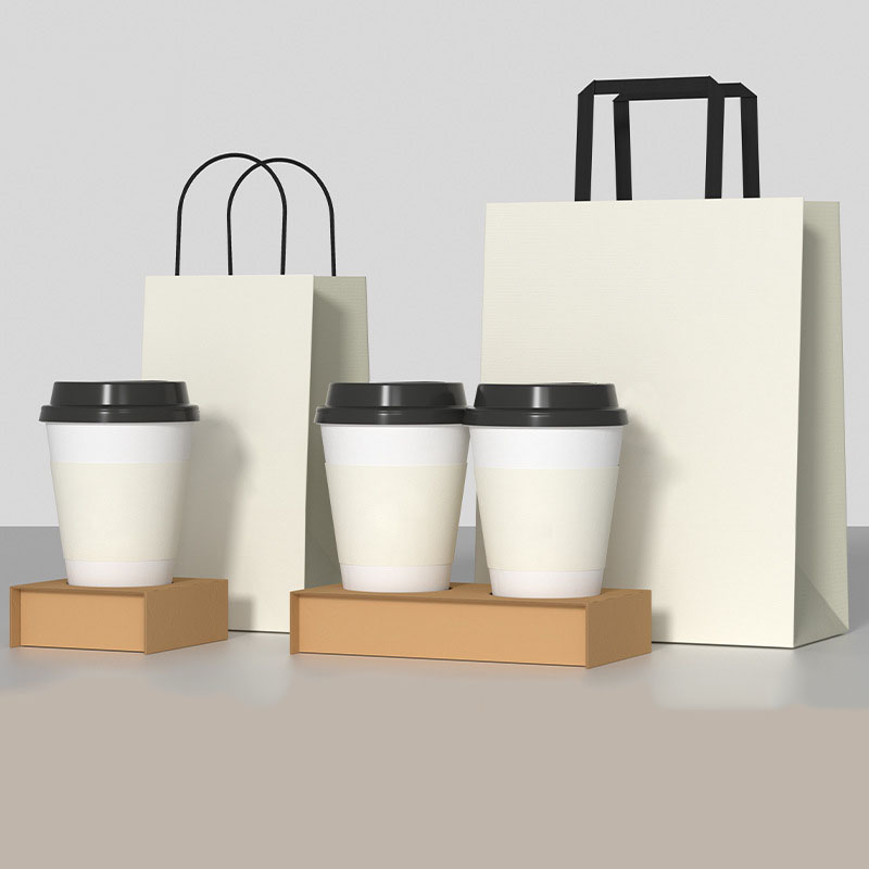 Food Delivery Packaging Kraft Paper Bag with Your Own Logo and Hand Length Handle