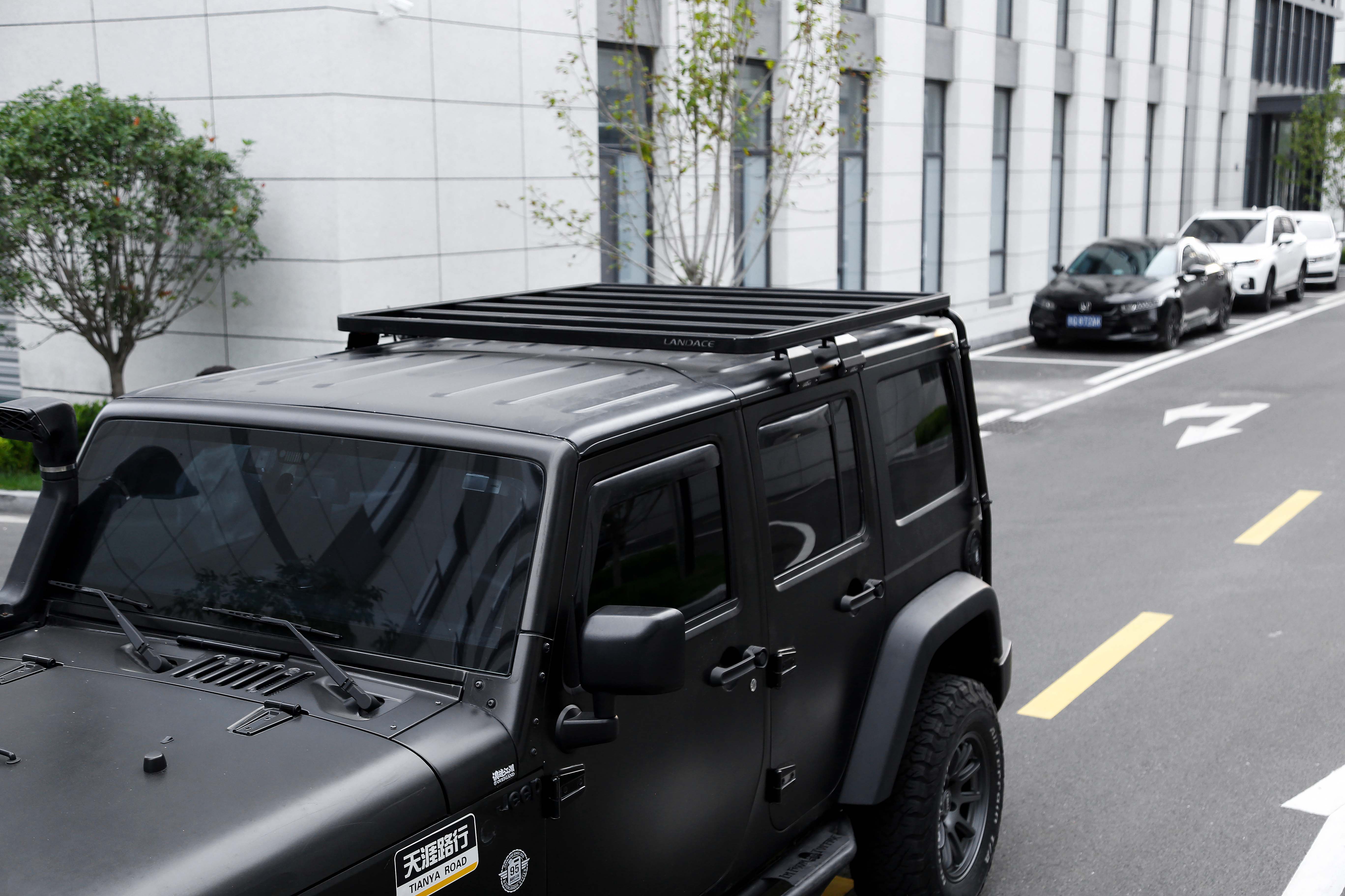 Off-Road Black Powder Coating Custom 4x4 Aluminum Jeep Roof Racks with Side Ladder