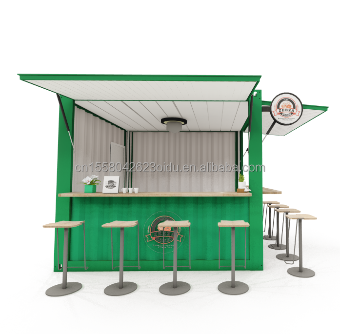 Convenient Sandwich Panel 10FT Prefab Kiosk Booth for Coffee Shops and Fast-Food Restaurants Galvanized Steel Bending 180g