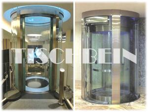 Quality 630kg 800kg 1000kg 360 Degree Full Round Sightseeing Lift Panoramic Elevator With 2.0m/S Speed Traction Drive wholesale