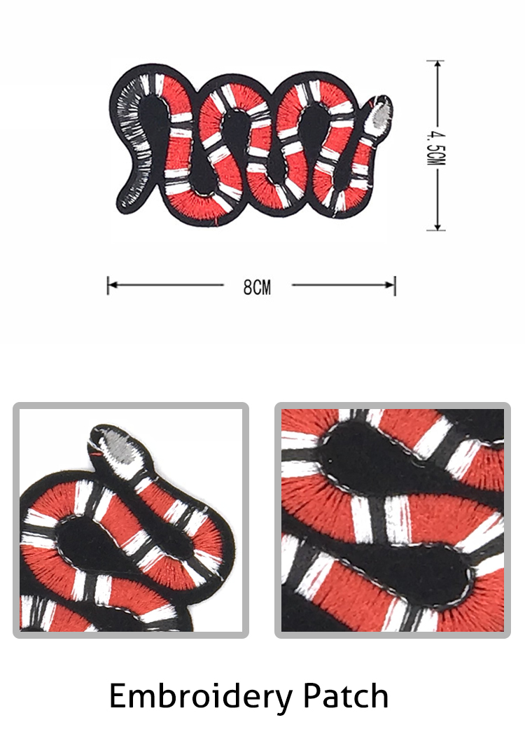 Fashionable Personalized Snake Embroidery Patch , Large Snake Patch For Jacket / Dress