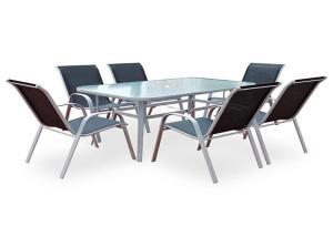 Quality 7 Piece Modern Metal Steel Outdoor Patio Dining Tables Chairs Garden Furniture Set wholesale