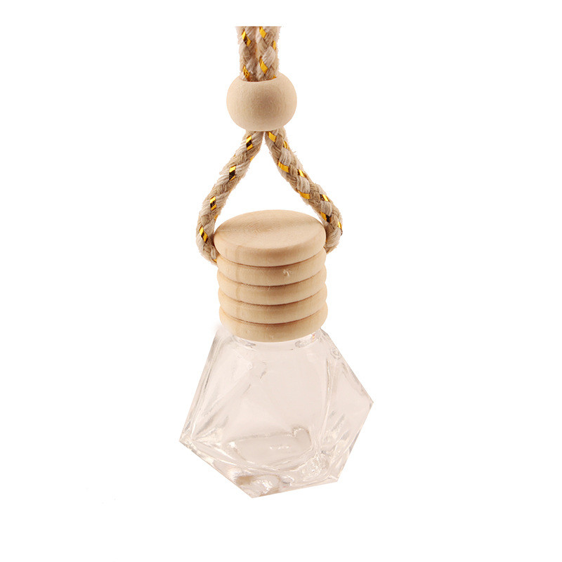 Empty Diamond Car Reed Diffuser Pendant 8ml Air Freshener Bottle And Wooden Lid