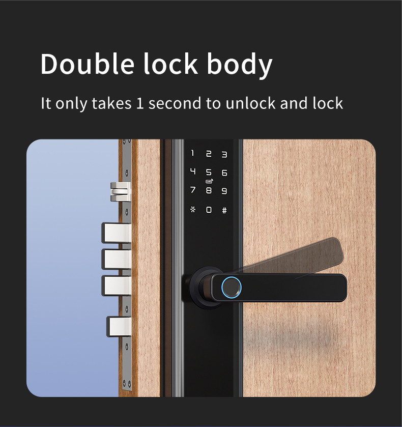 Biometric Smart Wifi Door Lock With Handle Keyless Entry Door Lock With Fingerprint