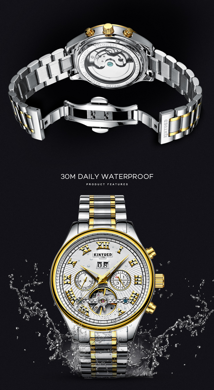 Automatic watch luxury brand KINYUED tourbillon automatic mechanical watch for men