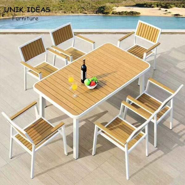 Patio Aluminum Outdoor Table Chairs All Weather Wpc Board Garden Furnitures