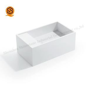 Quality Matte Finish Bathroom Basin Sink Non Porous Acrylic Solid Surface 540mm Length wholesale