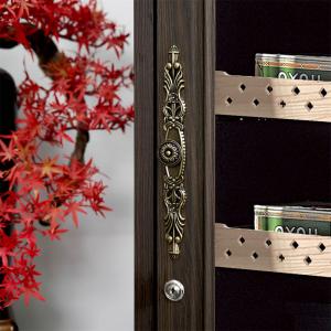 Quality Touch Control Lockable Glass Door Dark Brown Solid Wood Cigar Cooler Humidor wholesale