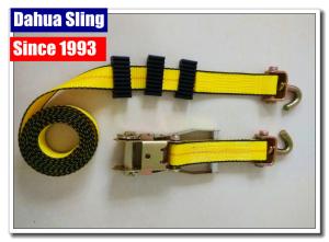 Quality Yellow Tire Tie Down Straps , 2&quot; X 27' Flat Hook Ratchet Straps For Trucks wholesale