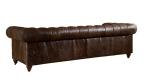 5 Star Hotel 3 Seater Chocolate Brown Leather Sofa , Leather Three Seater Settee