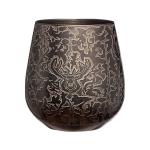 Stainless Steel Wine Glass Egg Shape Etched Stag Design Vintage Silver Color